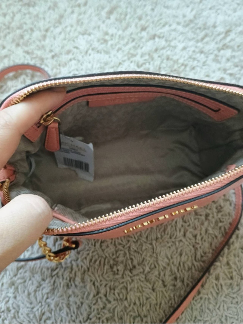 NWT Michael Kors Cindy Dome Leather Crossbody Peach - Picture 9 of 16